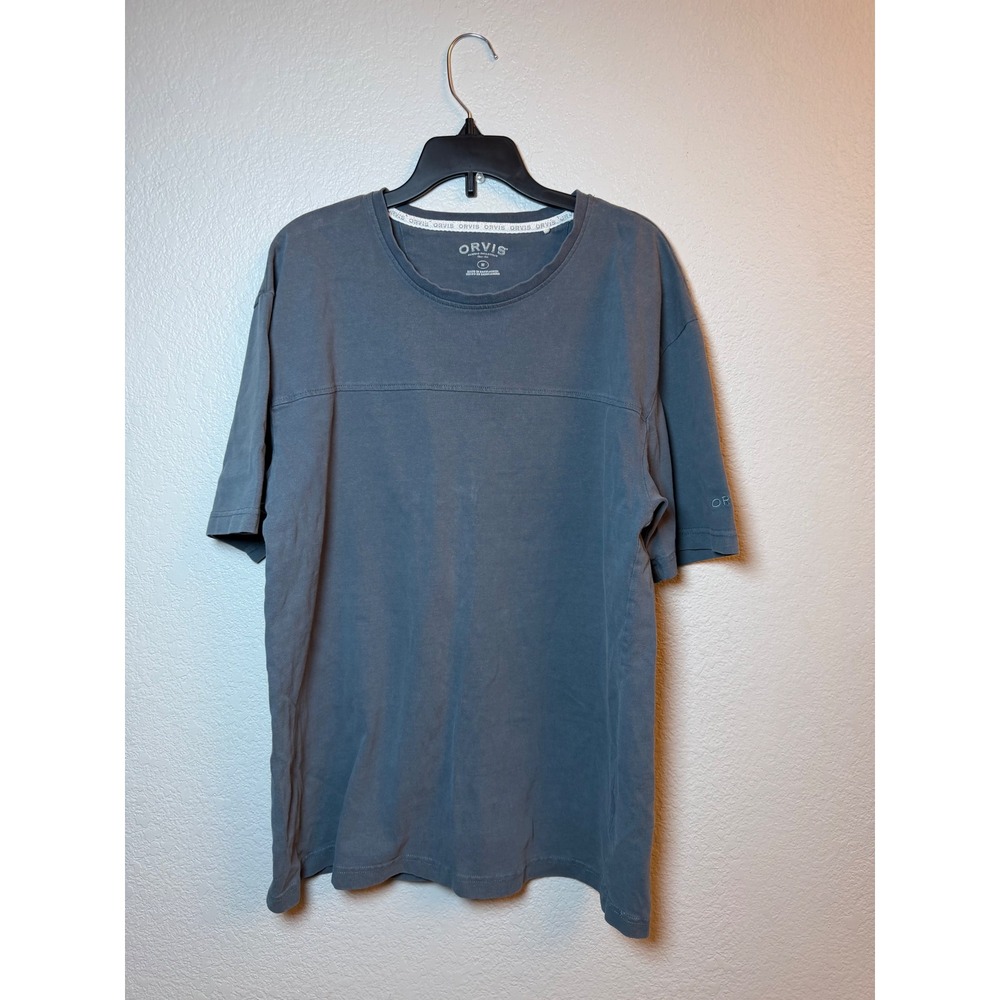 Orvis Classic Collection Mens Medium Blue Gray Short Sleeve Cotton T-Shirt Tee